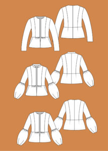 technische Zeichnung Jacke mit Stehkragen Damen Schnittmuster La Bavarese The Boho Jacket
