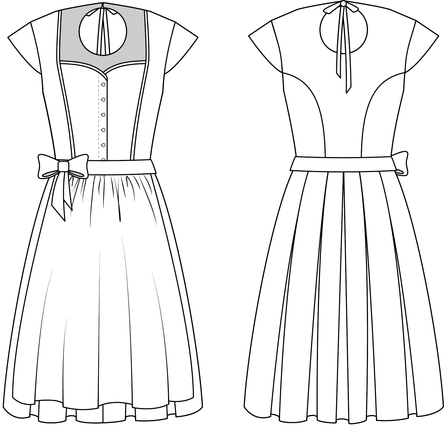 Dirndl Schnittmuster Dirndl Dolce technische Zeichnung