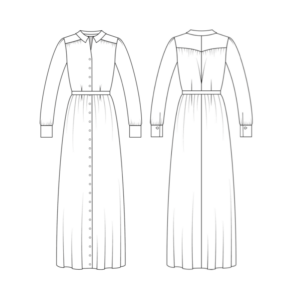 Technische Zeichnung Schnittmuster Hemdblusenkleid Olivia