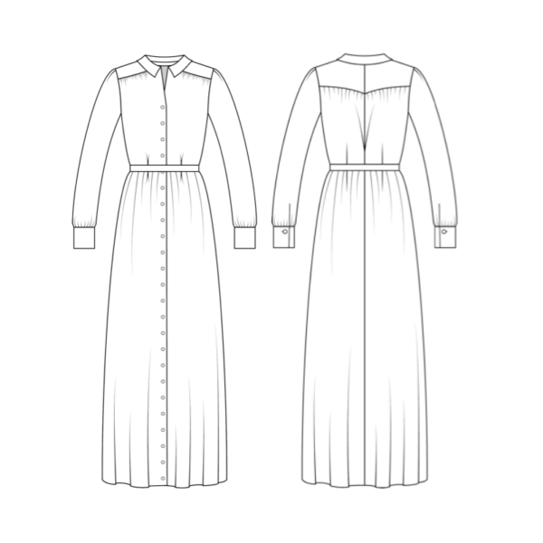 Technische Zeichnung Schnittmuster Hemdblusenkleid Olivia