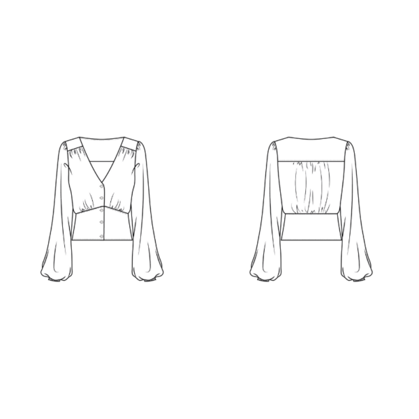 Technische Zeichnung Schnittmuster Bluse Perla La Bavarese