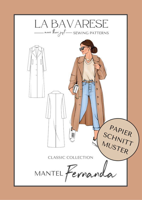 Schnittmuster Mantel lang Winter Damen Reverskragen Fernanda La Bavarese