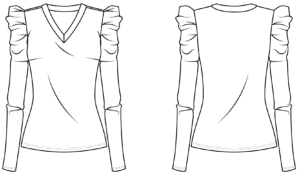 Schnittmuster Shirt mit V-Ausschnitt technische Zeichnung La Bavarese