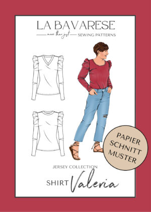 Schnittmuster Damen Shirt mit Puffärmeln V-Ausschnitt Rundhalsausschnitt Valeria La Bavarese