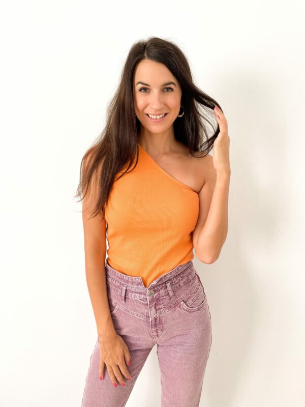 One Shoulder Top Orange