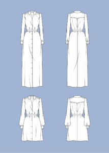 Schnittmuster Hemdblusenkleid Maxikleid Damen mit Kragen Blusenkleid Olivia La Bavarese
