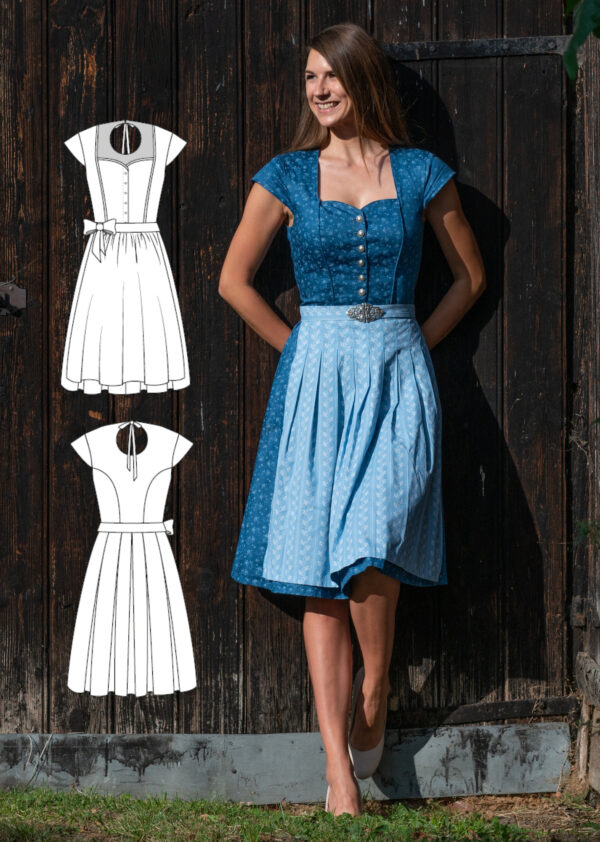 Dirndl Schnittmuster Damen mit Herzausschnitt und Ärmeln Dirndlkleid Waschdirndl La Bavarese Dolce