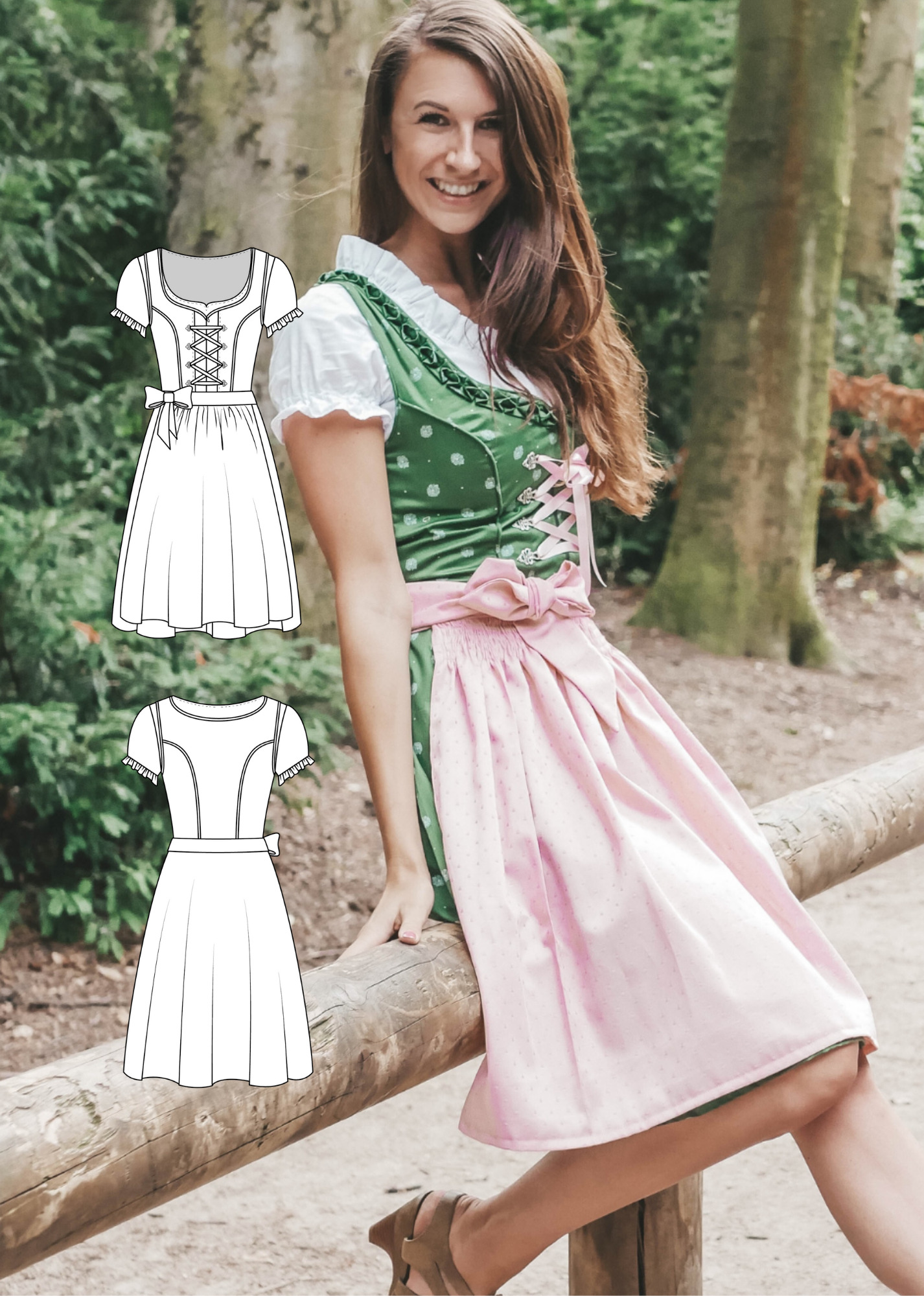 Dirndlschnittmuster Dirndl mit Herzausschnitt und Dirndlbluse Damen La Bavarese Bella