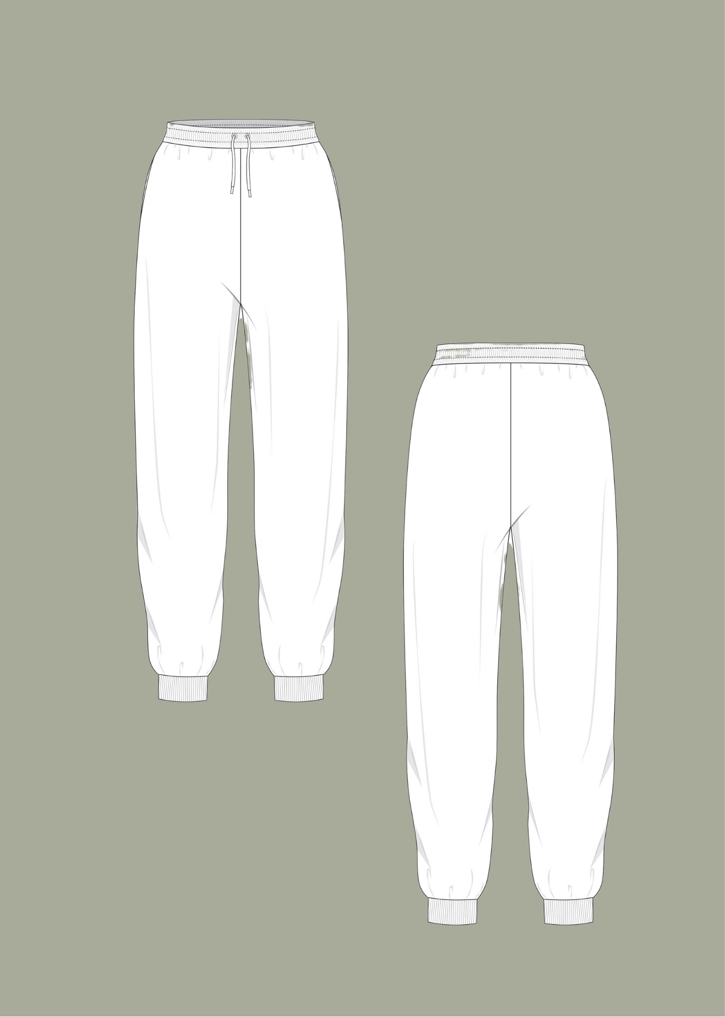 technische Zeichnung Sweat Pants Sunday Joggers Schnittmuster Damen