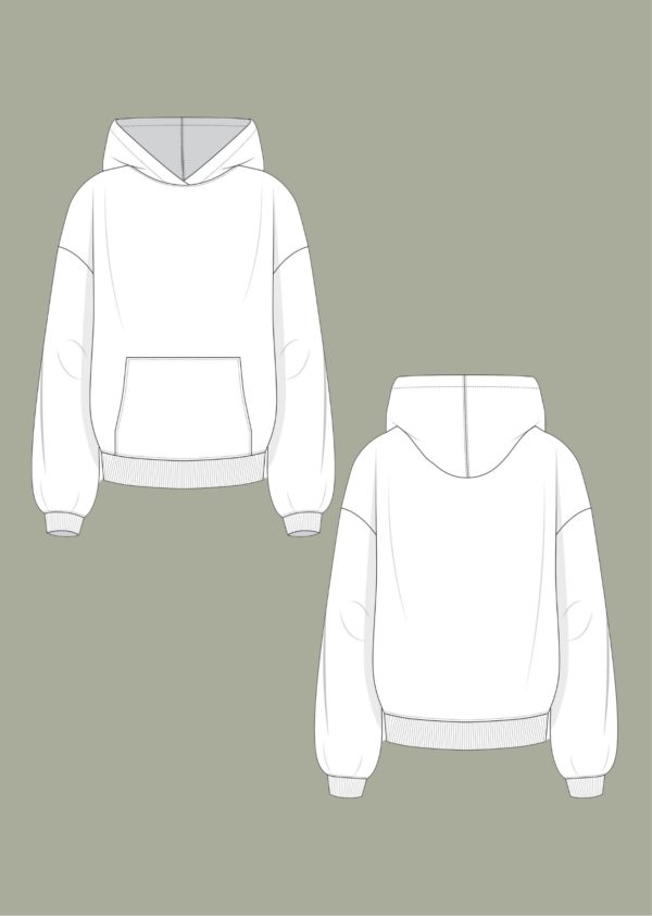 technische Zeichnung Schnittmuster Unisex Hoodie